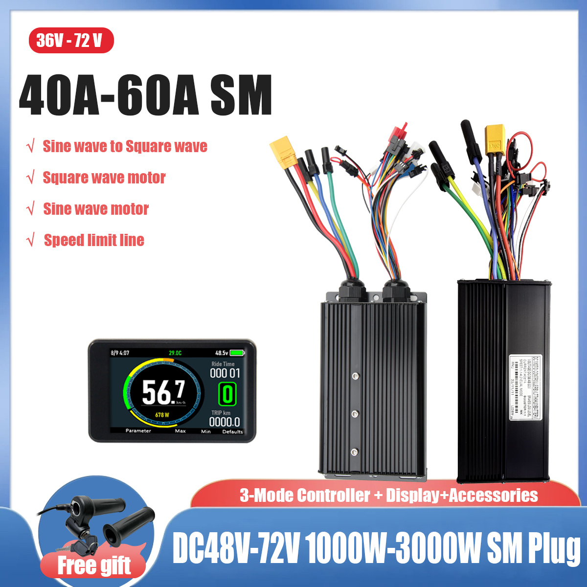 Ebike Conversion Kit 72V 3000W - EBIKE Sine to Square Wave conversion